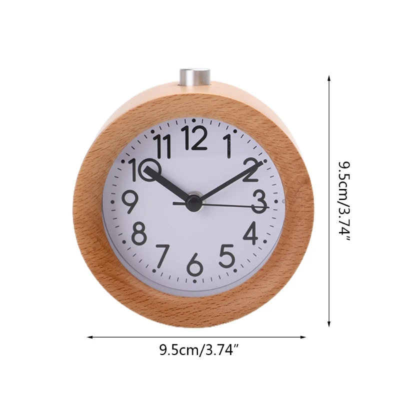 

Round Wooden Desktop Alarm Clock with Night Light Creative Simple Design Table Timing Equipment Digital Room Home Decor