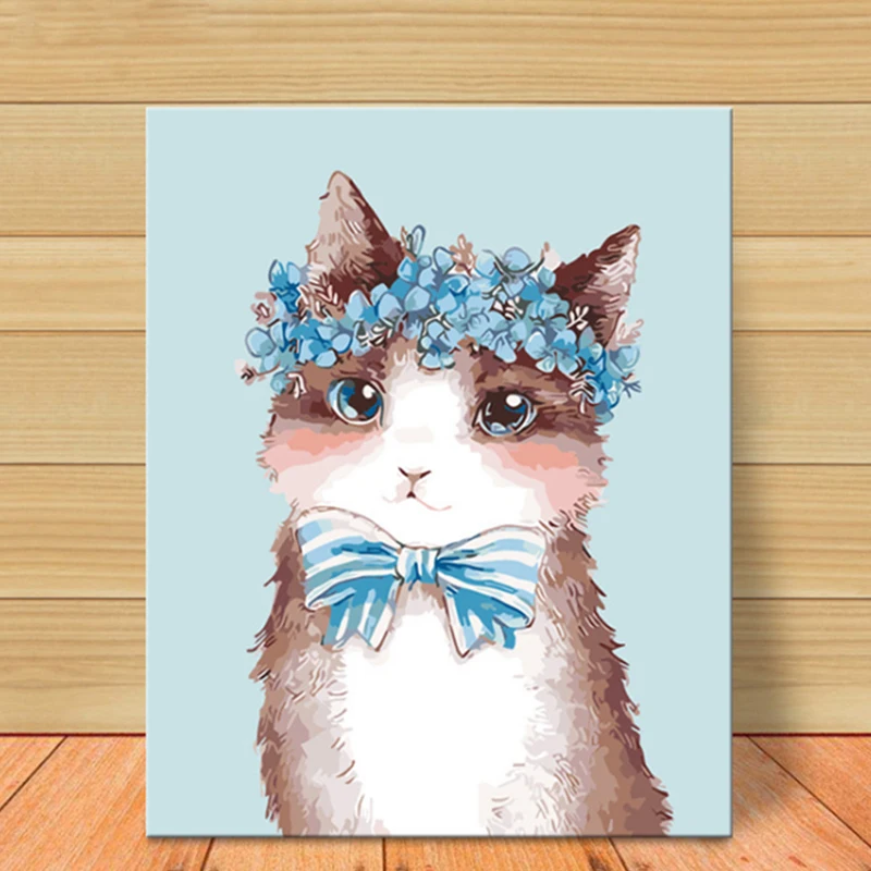 Сделай Сам Картина маслом в рамке по номерам для детей милые животные плакаты с