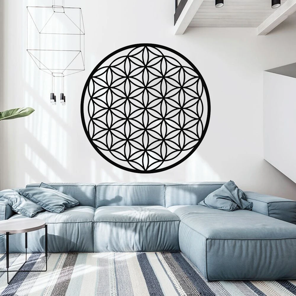 

Flower Of Life Wall Art Sticker,Sacred Geometry BedRoom Decor Spiritual Symbol Removable Vinyl Decal Art Mural Home Decor