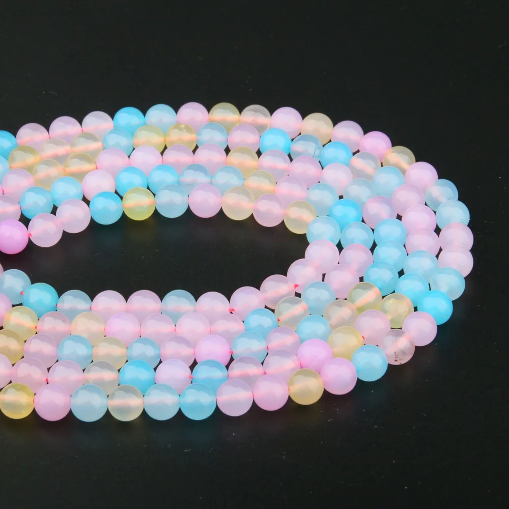 

Natural Stone Beads Necklace Accessories Round Polished Morganite Stone Charms for Jewelry Making Bracelet Earrings