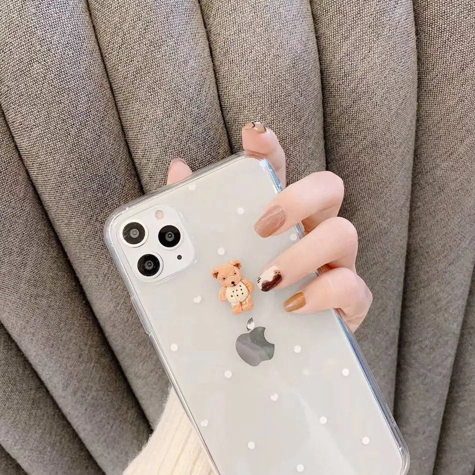 Защитный чехол для iPhone 11 Pro Max милый прозрачный силиконовый в горошек с милым