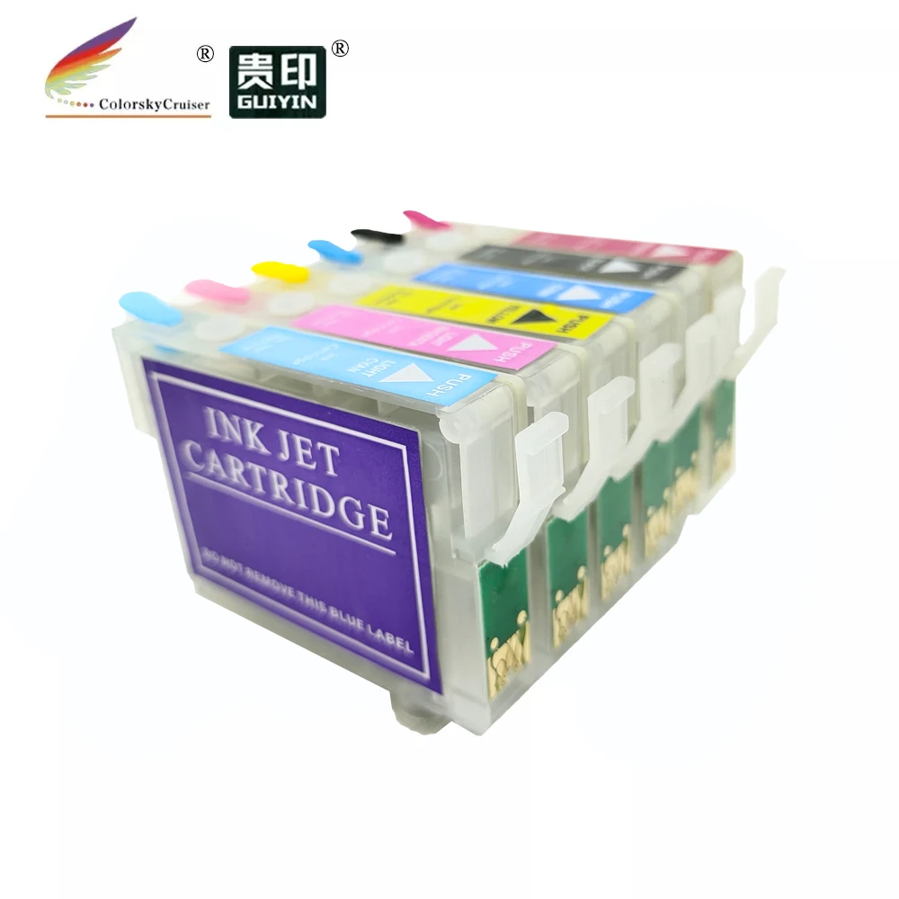 

(RCE851-856) Заправляемый картридж с чернилами для Epson T0851 T0852 T0853 T0854 T0856 Stylus Photo 1390 BKCMYLCLM с чипом ARC