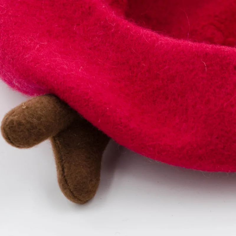 Весенне-зимние теплые береты из 100% натуральной шерсти с рогами праздничные