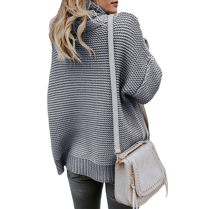 SEBOWEL теплый повседневный женский свитер с длинным рукавом однотонный свободный