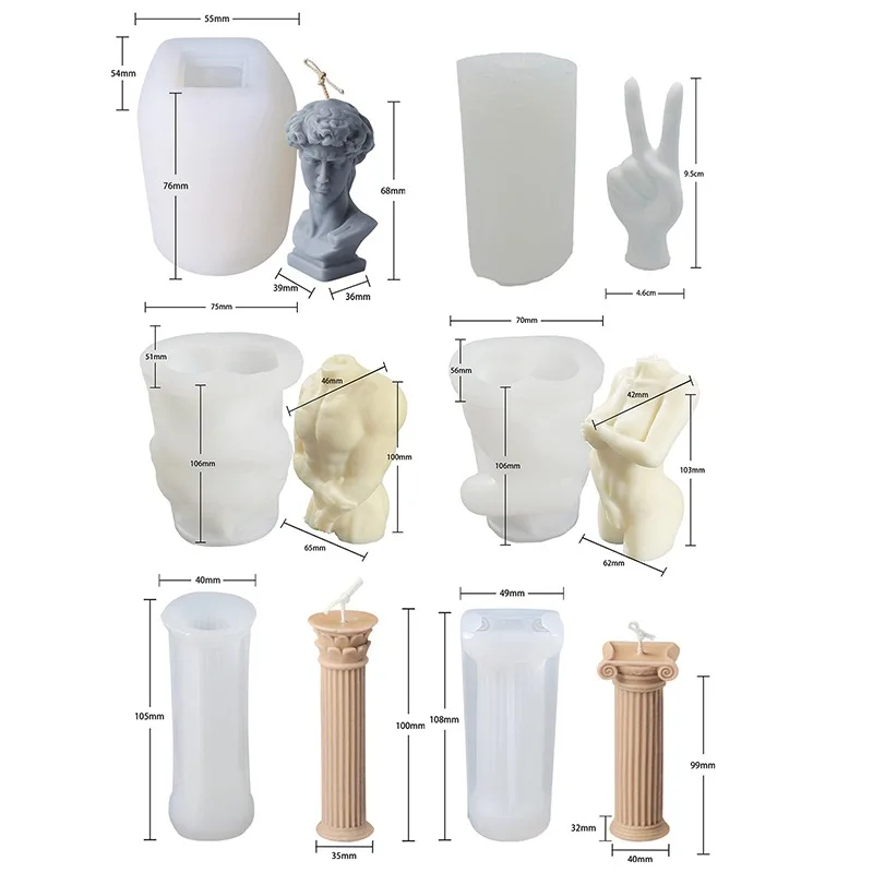 

Creative David Perfume Candle Molds Silicone Candle Mold Fragrance Candle Making Supplies Wax Mould Plaster Chocolate Soap Molds