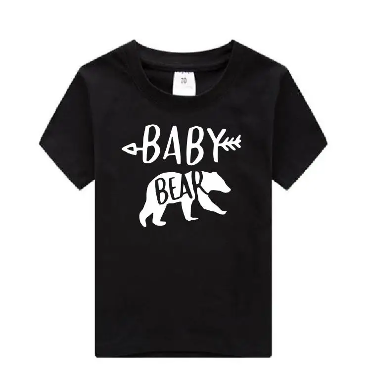 black t KIDS BABY Одинаковые футболки для всей семьи с изображением медведя, мамы, медведя, папы, медведя, футболки, повседневные футболки с короткими рукавами для маленьких девочек, хлопковые футболки, Прямая поставка - Цвет: black t KIDS BABY