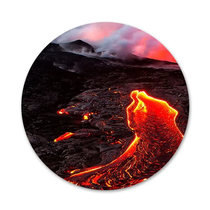 

Wonders Nature Volcano Icons Pins Badge Decoration Brooches Metal Badges For Backpack Decoration 58mm