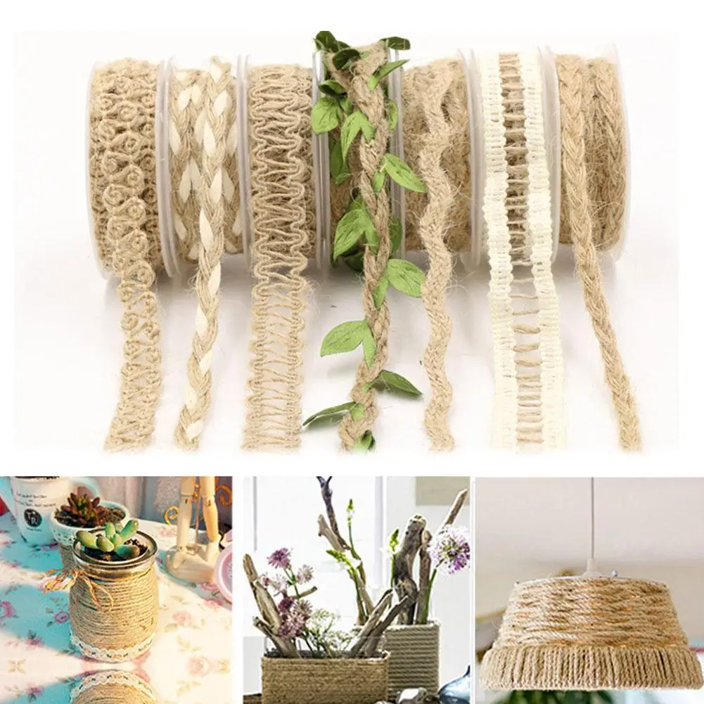 Лента из пеньковой джутовой веревки 2 м лента тесьмы подарочная упаковка сделай