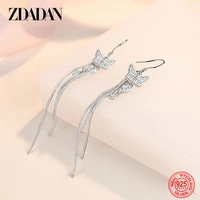 zdadan 925 sterling silver bowknot zircon earrings tassels fashion ladies wedding gift