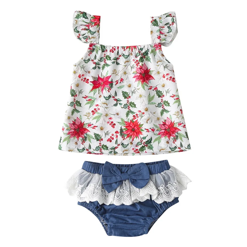 CYSINCOS 2020 Summer New Fashion Newborn Kids Baby Girls Outfits Clothes Daily Bodysuit+Flower Print Shorts Infant Clothing Set | Детская