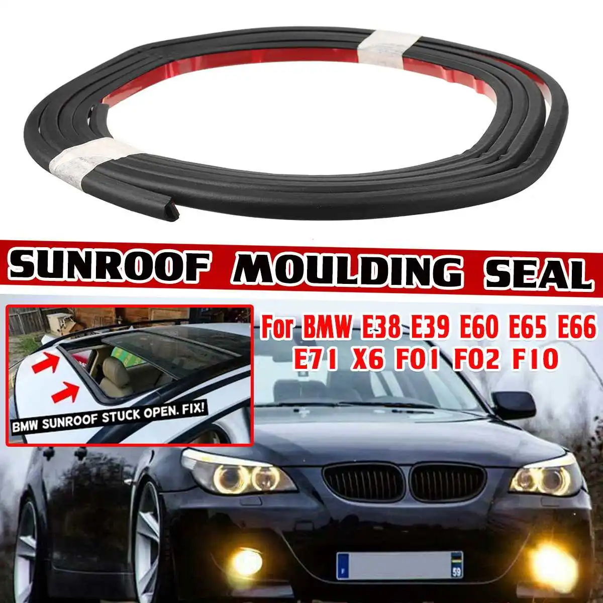 Set Car Sunroof Moulding Seal Strips Windshield Rubber Seal Dustproof For BMW E38 E39 E60 E65 E66 E71 X6 F01 F02 F10 54107245551