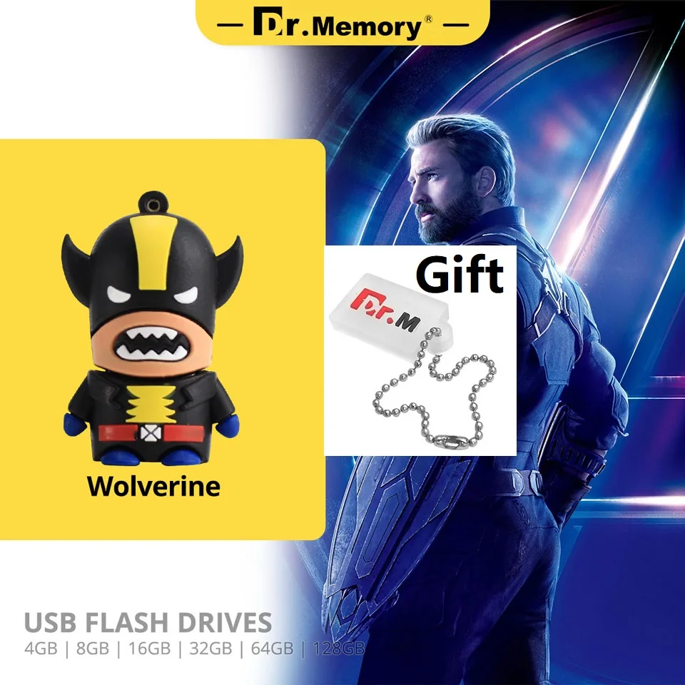 wolverine Usb флеш-накопитель Бэтмен 32 Гб USB флеш-накопитель Росомаха 16 Гб Флешка 8 ГБ 4 ГБ флеш-карта usb 2,0 64 ГБ USB флешка 128 ГБ Личная авторучка - Цвет: wolverine