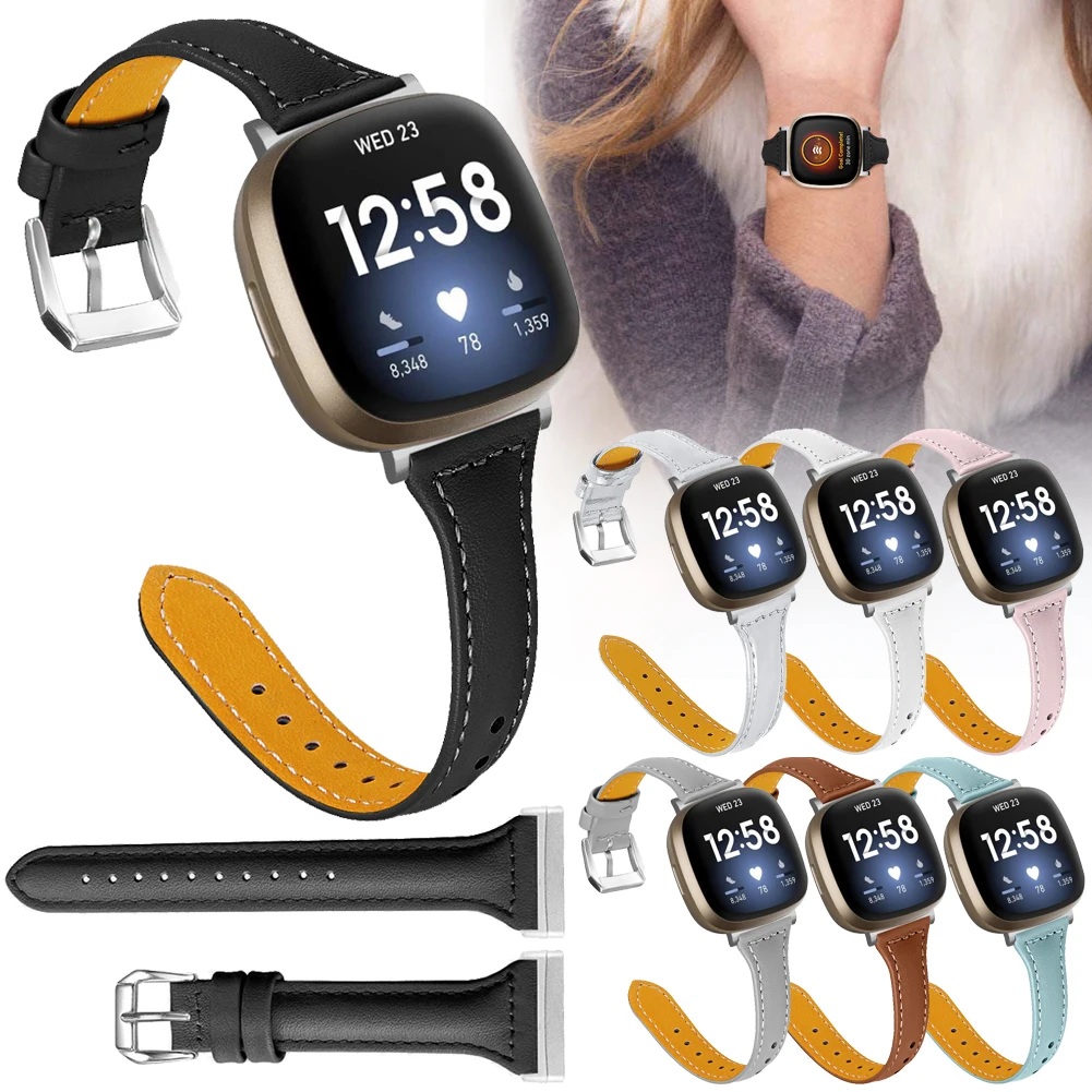 

For Fitbit Versa 3 Genuine Leather Bracelet Watch Band 20MM T-shape Replacement Men Women Watch Strap Watchband for Fitbit Sense