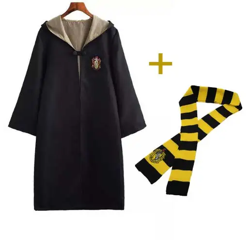 Hufflepuff and Scarf Костюм для косплея костюмы робы Поттера плащ-накидка с галстуком шарф Ravenclaw/Gryffindor/Hufflepuff/Slytherin детский подарок на день рождения - Цвет: Hufflepuff and Scarf