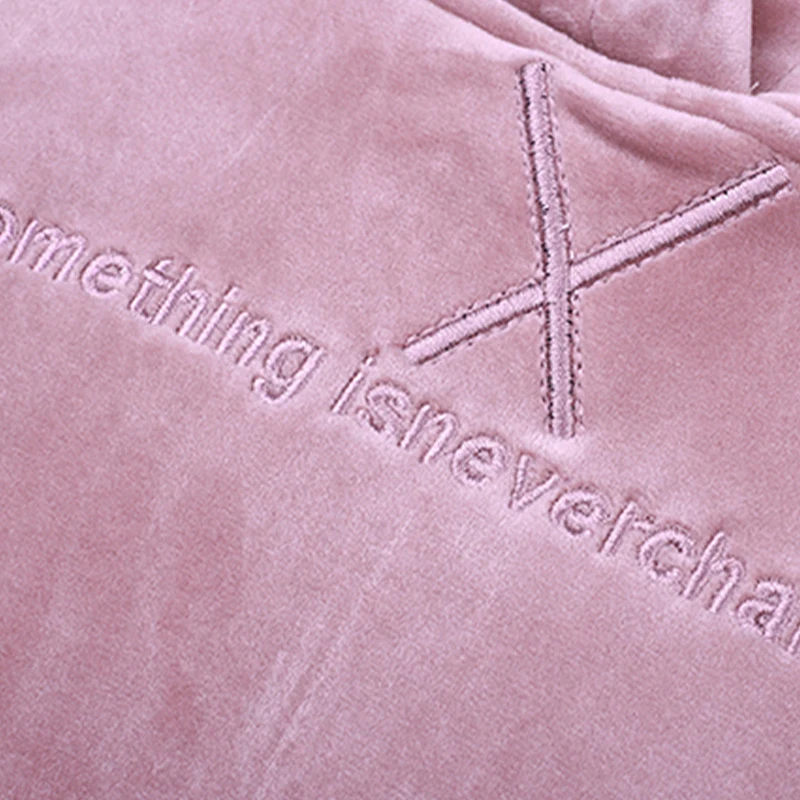 

Velvet Tracksuit Two Piece Set Women Sexy Hooded Grey Long Sleeve Top And Pants Bodysuit Suit Runway Fashion 2018 Black D79101