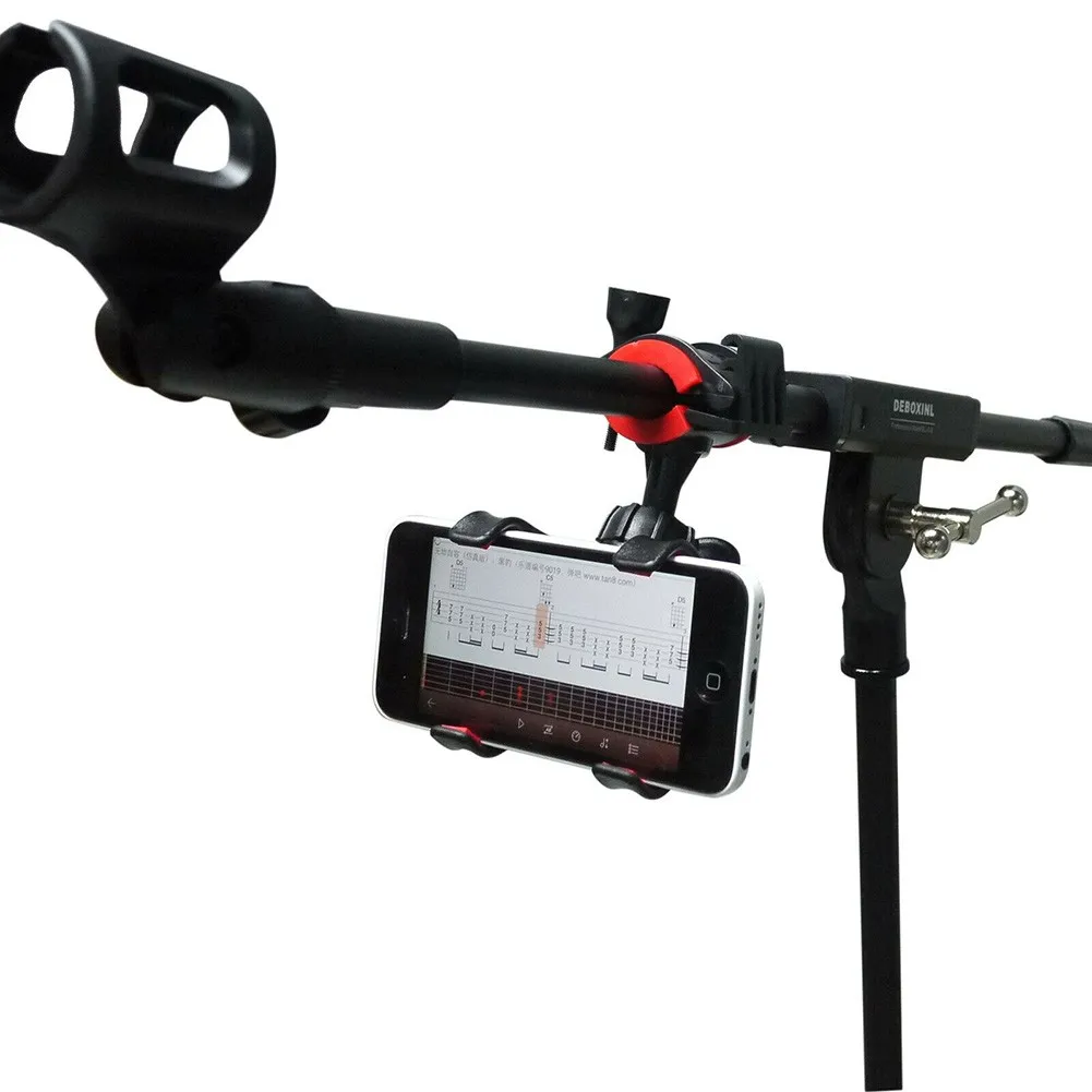 Universal Microphone Mic Stand Bicycle Motor Bike Cell Phone Holder Stand Handlebar Clip 360 Degree Rotating For Rehearsing