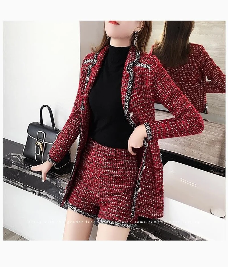 

Xiaoxiangfeng Suit Female Autumn and Winter Fashion Temperament Lady Yujie Fan Qingshu Woolen Shorts Suit