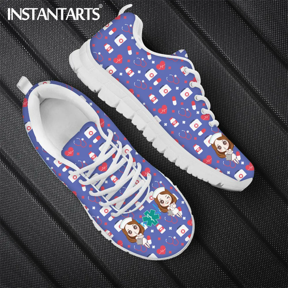 

INSTANTARTS Spring Autumn Paramedic EMT EMS Nurse Sneakers Woman Shoes Comfortable Mesh Flats Medical Footwear Zapatillas Mujer