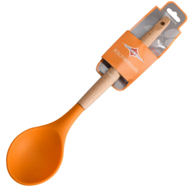 Best Silicone Cooking Utensil Set Wooden Handle Spatula Soup Spoon Brush Ladle Pasta Colander Non-stick Cookware Kitchen Tools | Дом и сад
