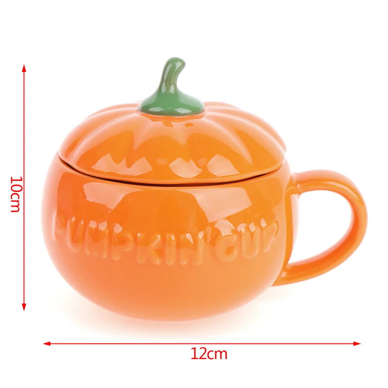

Creative Ceramic Mugs With Lid Handmade Coffee Cups Pumpkin Shaped Tea Milk Breakfast Mug Oatmeal Yogurt Cup Unique Novelty Gift