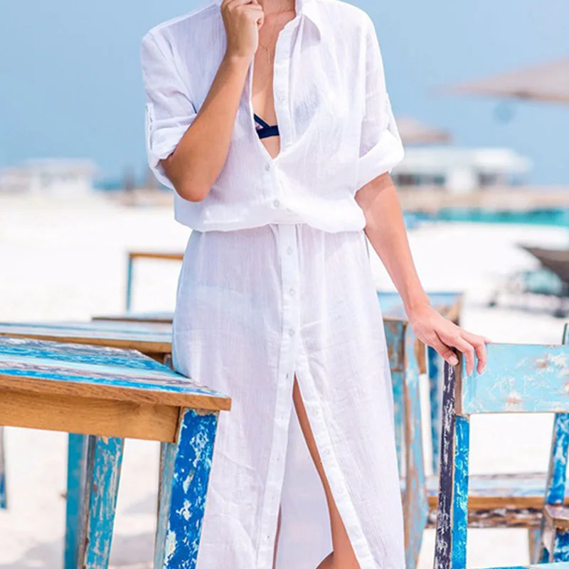 Новинка Пляжное Платье пляжная одежда туники летняя накидка белый и черный