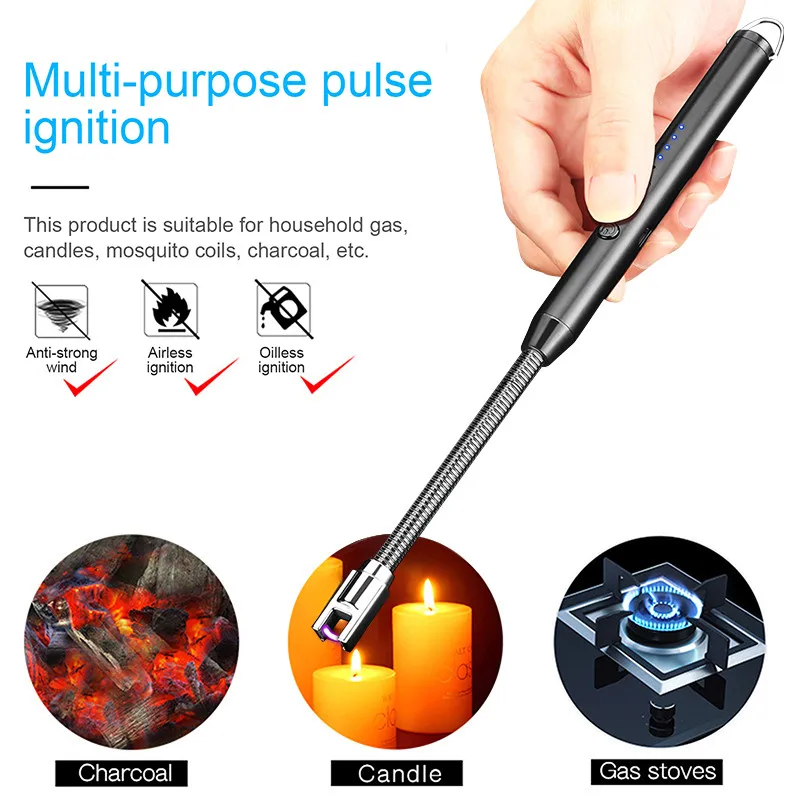 

Ветрозащитная USB портативная Зажигалка для барбекю, дуговая зажигалка, плазменные электрические импульсные зажигалки без газа, заряжаемые ...