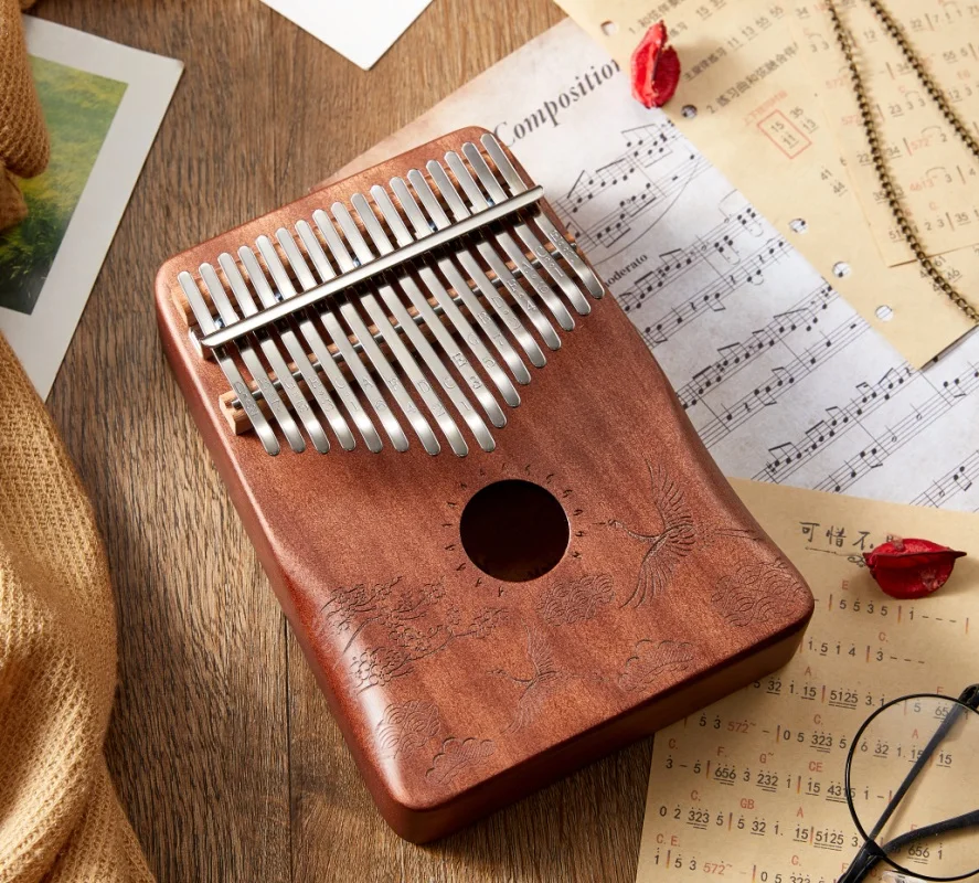 Kalimba красное дерево тело большой палец пианино 17 клавиш градиентный синий