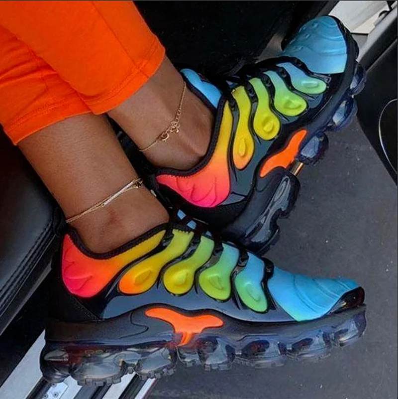 

2021 Fashion Rainbow Color Platform Shoes Casual Walking Shoes Comforable Shoes Women Sneakers Outdoor Ladies Vulcanized Shoes