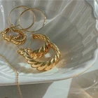 Серьги-кольца для женщин из нержавеющей стали 316L без никеля и свинца с покрытием из 18-каратного золота, минимальные круассаны, французские деликатные золотые кольца