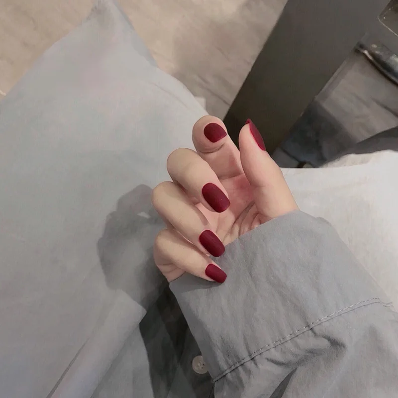 style11 24 шт., матовые розовые накладные ногти для девушек, корейских женщин, инструмент для маникюра и красоты, чистый цвет, Короткие квадратные накладные ногти, сделай сам, украшение - Цвет: style11