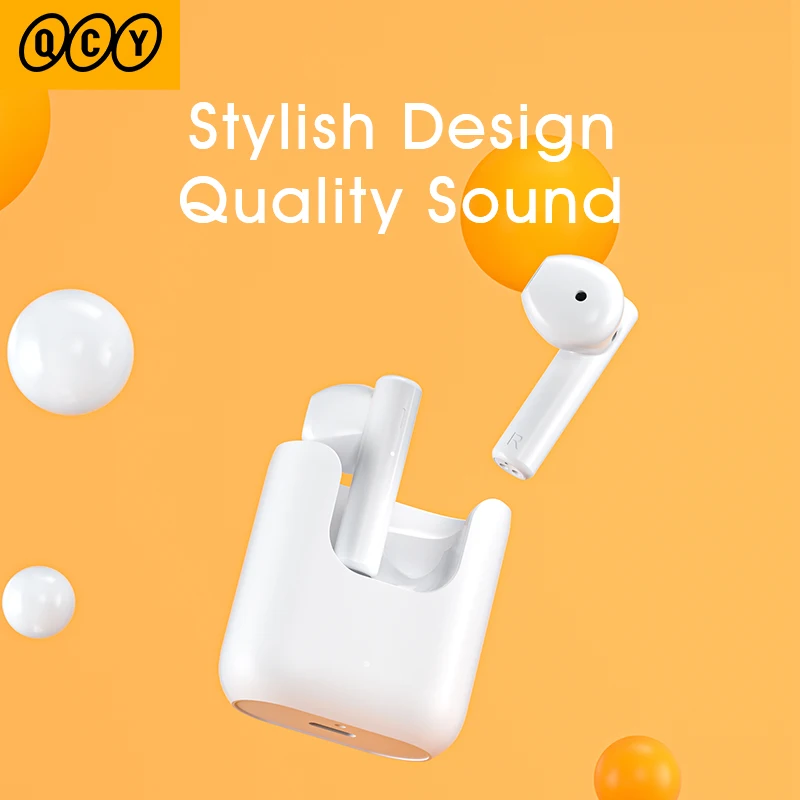 

QCY T12 smart wireless earphone semi in ear Bluetooth TWS headphone 13mm driver earbuds low latency headset with MIC HD call