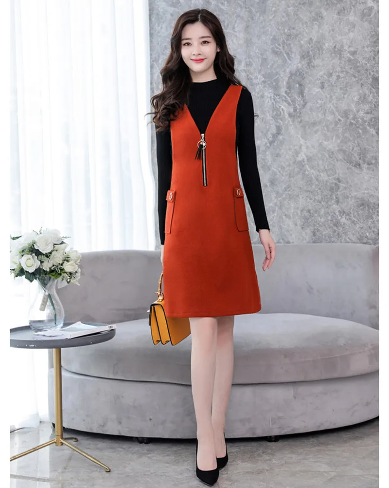 Женское шерстяное платье элегантное облегающее платье-трапеция с жилетом