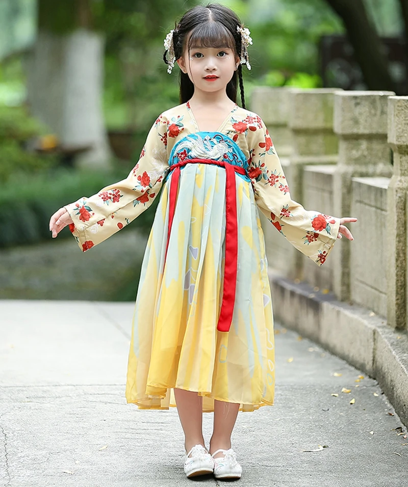 Осеннее платье в китайском стиле Hanfu для девочек детское супер сказочное