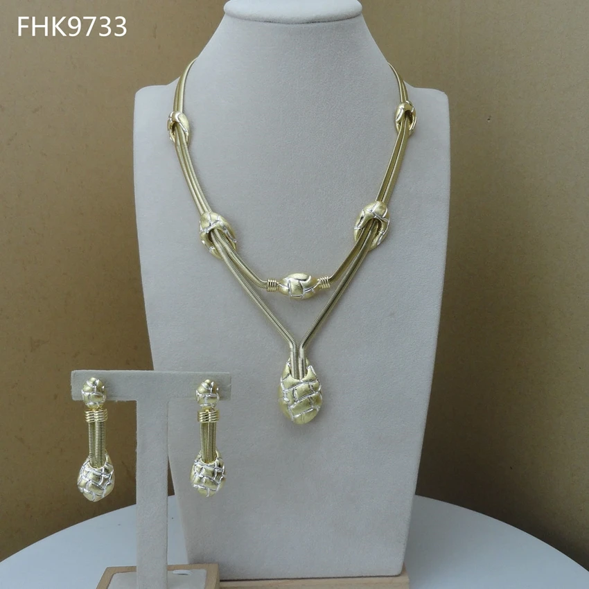 

Yuminglai FHK9733 Gold Color Dubai Jewelry Sets for Women African Luxury Jewelries Italian Gold Plated Jewelry Sets