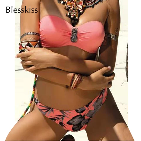 Sexy Push Up Bikini 2023 Two Piece Swimsuit Bandeau Brazilian Swimwear Bikini Set Pineapple Swimming Suit For Women Bathing Suit