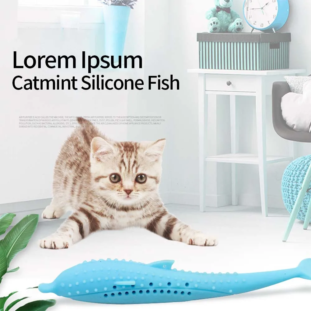 New Cat Toothbrush Soft Silicone Mint Fish Toy Catnip Pet Clean Teeth Chew Cats Toys Cleaning | Дом и сад