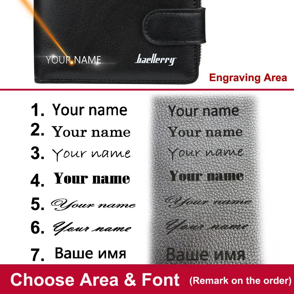 Мужские кошельки карточка с гравировкой и именем на заказ молнии