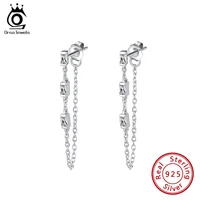 orsa jewels 925 sterling silver drop earrings zirconia stone silver earrings long line back drop earrings for women se238