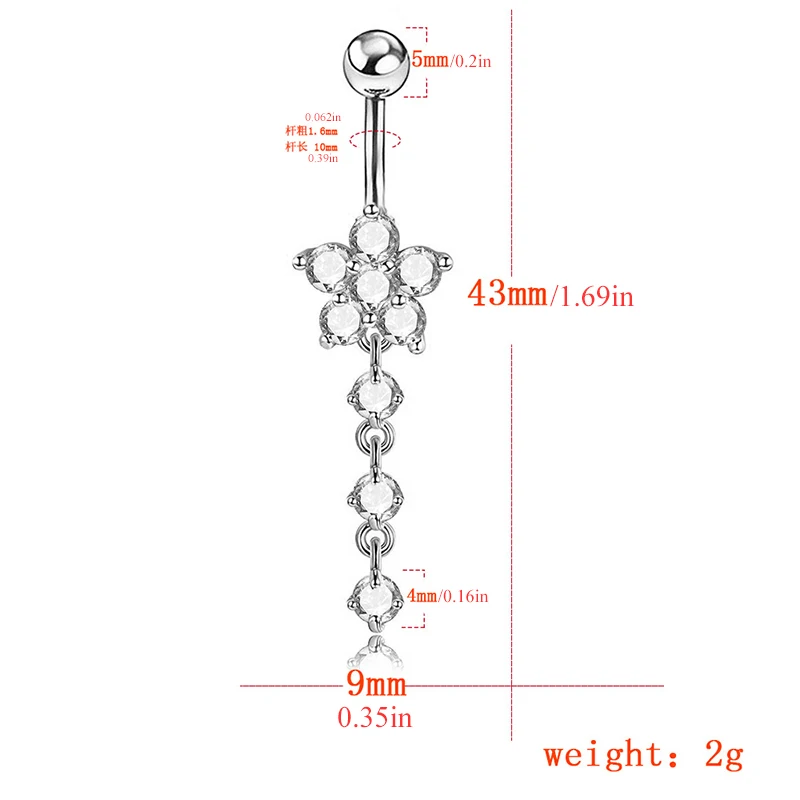 1PC Gold Silver Crystal Dangle Naval Ring Belly Button Piercing Sexy Bar Body Jewelry For Women Ombligo | Украшения и аксессуары