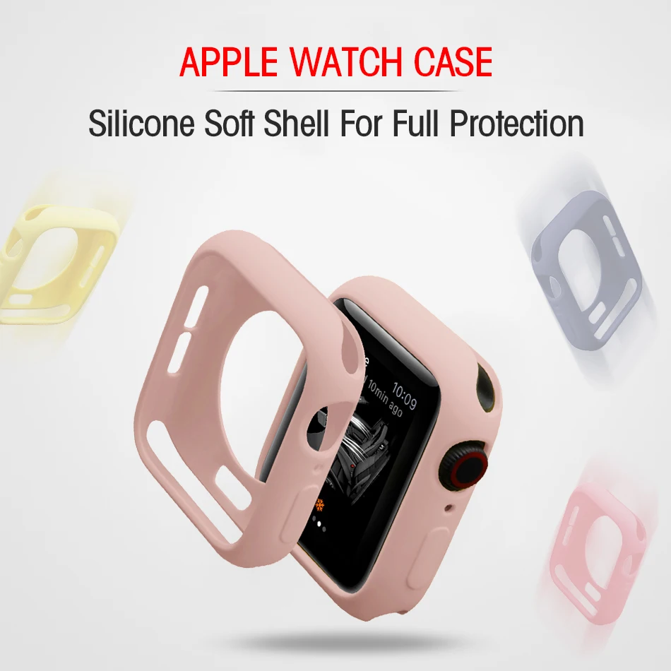 Soft Silicone Watch Cover Case for Apple Watch SE 7/6/5/4/3/2/1 38MM 40MM 41MM Protective Case for iWatch Series 42MM 44MM 45MM