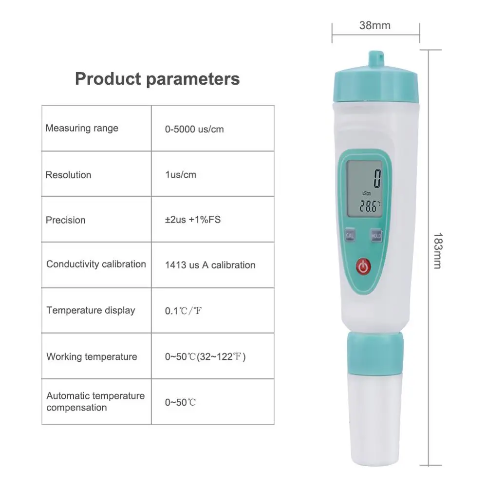 DDB-12L Digital Conductivity Meter EC & Temperature 2 In 1 Water Quality Tester.0-5000us/cm Automatic Compensation | Инструменты