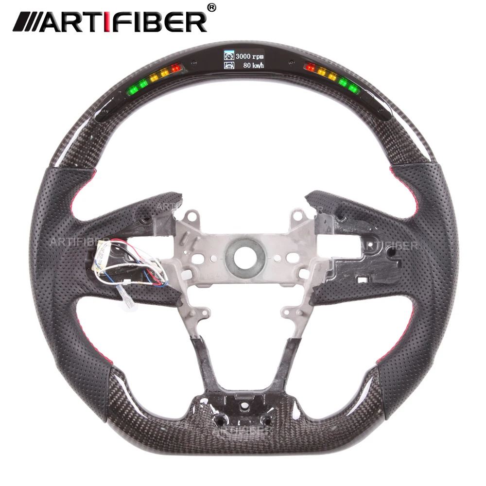 

Race display 100% Real Carbon Fiber LED Steering Wheel for Honda Civic，Type R