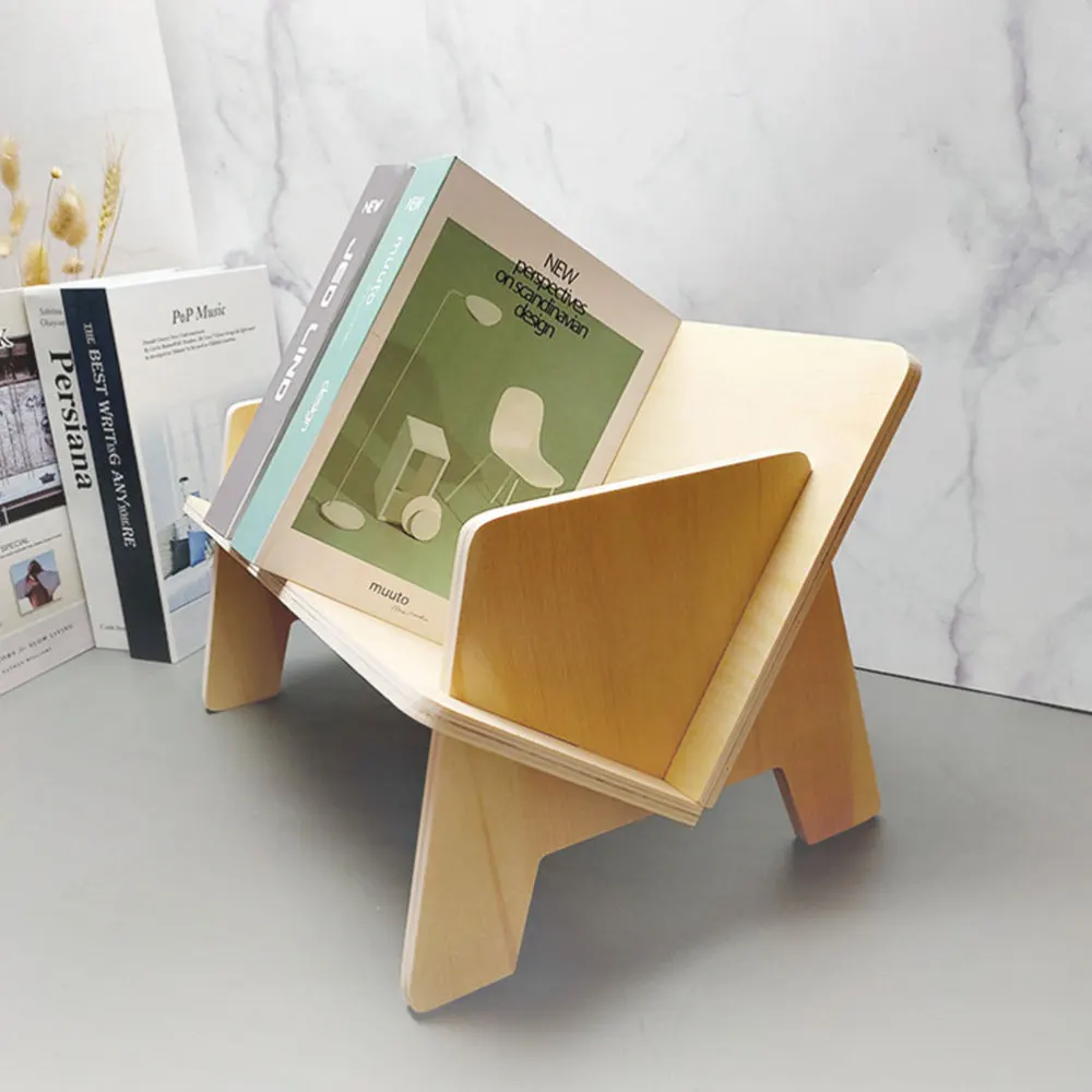 

1PC Wooden Simple Bookshelf Creative Small Bookrack Office File Rack (Log Color)