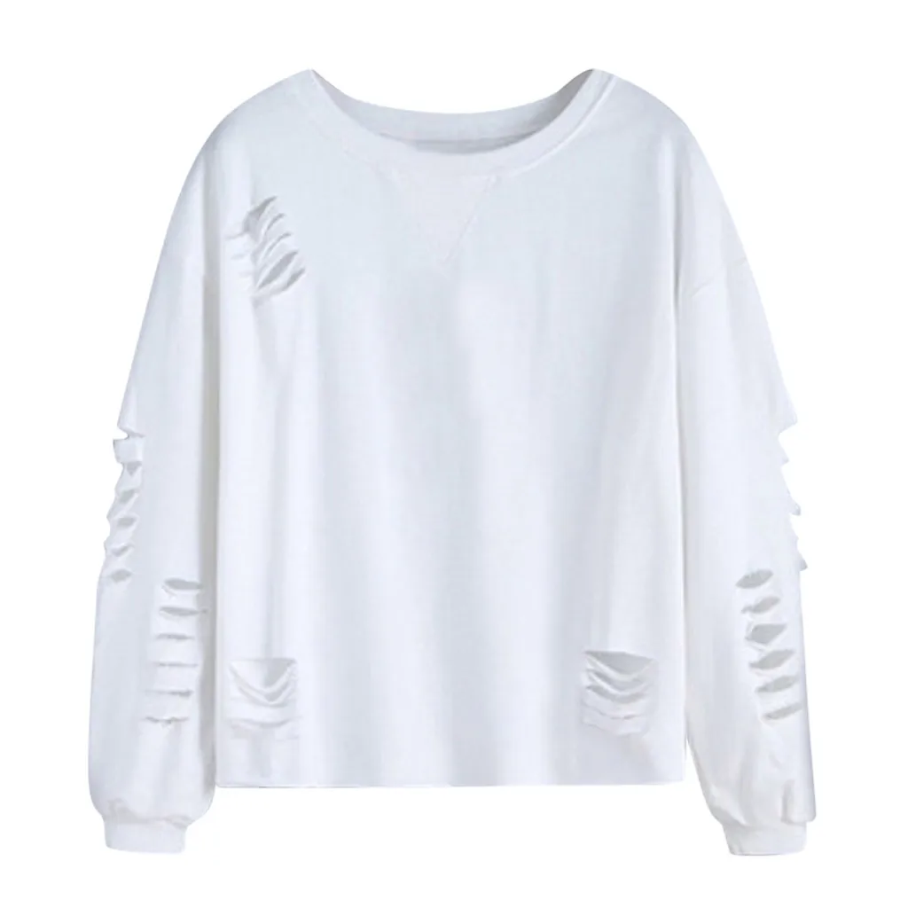 Однотонная толстовка с дырками в европейском и американском стиле винтажная