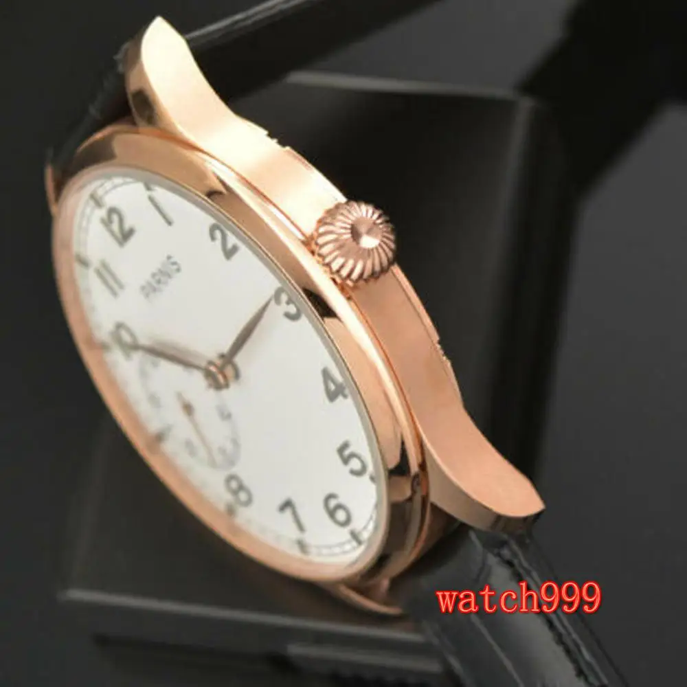 Мужские Водонепроницаемые механические часы Parnis с белым циферблатом и кожаным