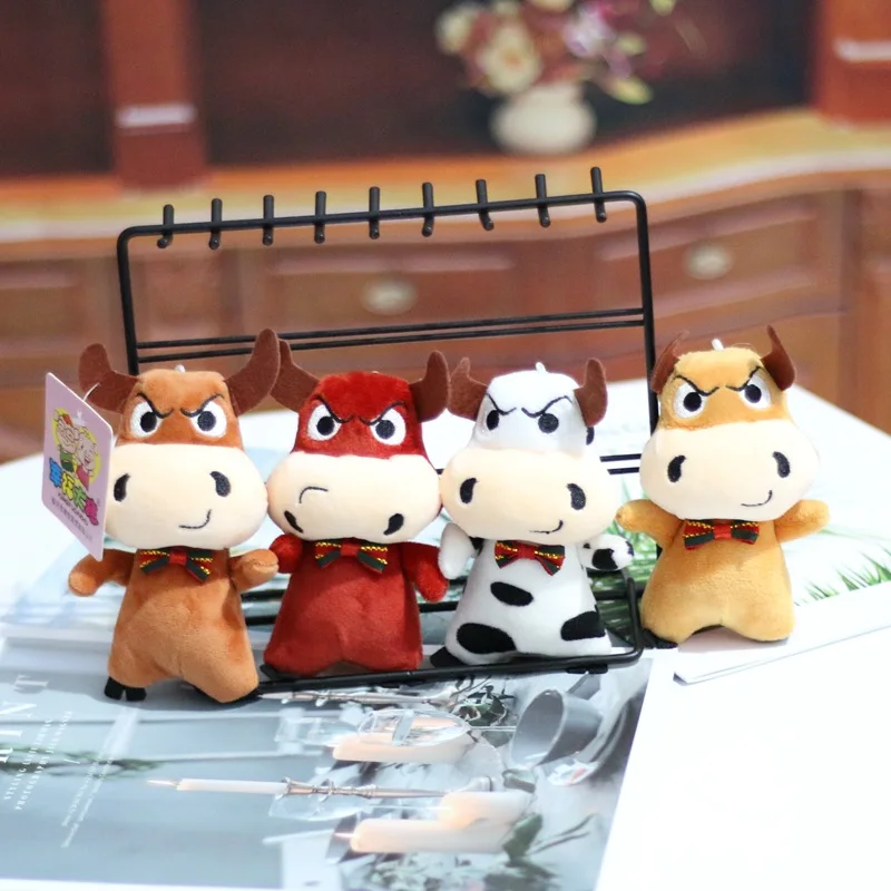 

new Stylish cute cool 12cm plush soft Festive pendant Zodiac Lucky Cow good quality kids Soothing doll chistmase birthday gift
