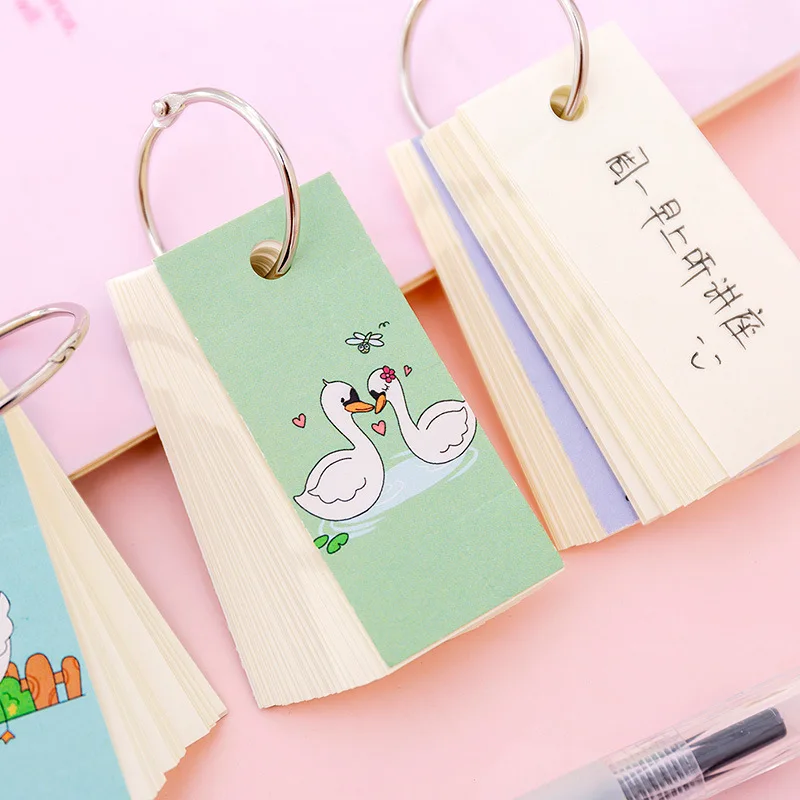 Корейский Kawaii Swan memo pad аниме-кольцо пустой блокнот милый флэш-индекс карты для