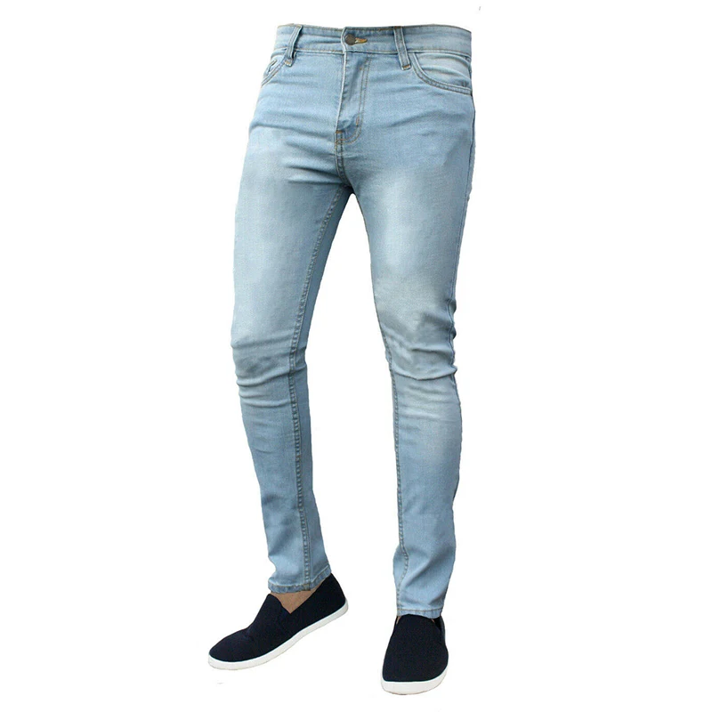 Black Skinny Jeans Men Fashion Stretch Slim Fit Mid Waist Denim Pencil Pants Male Casual Simple White Jeans Pantalones De Hombre