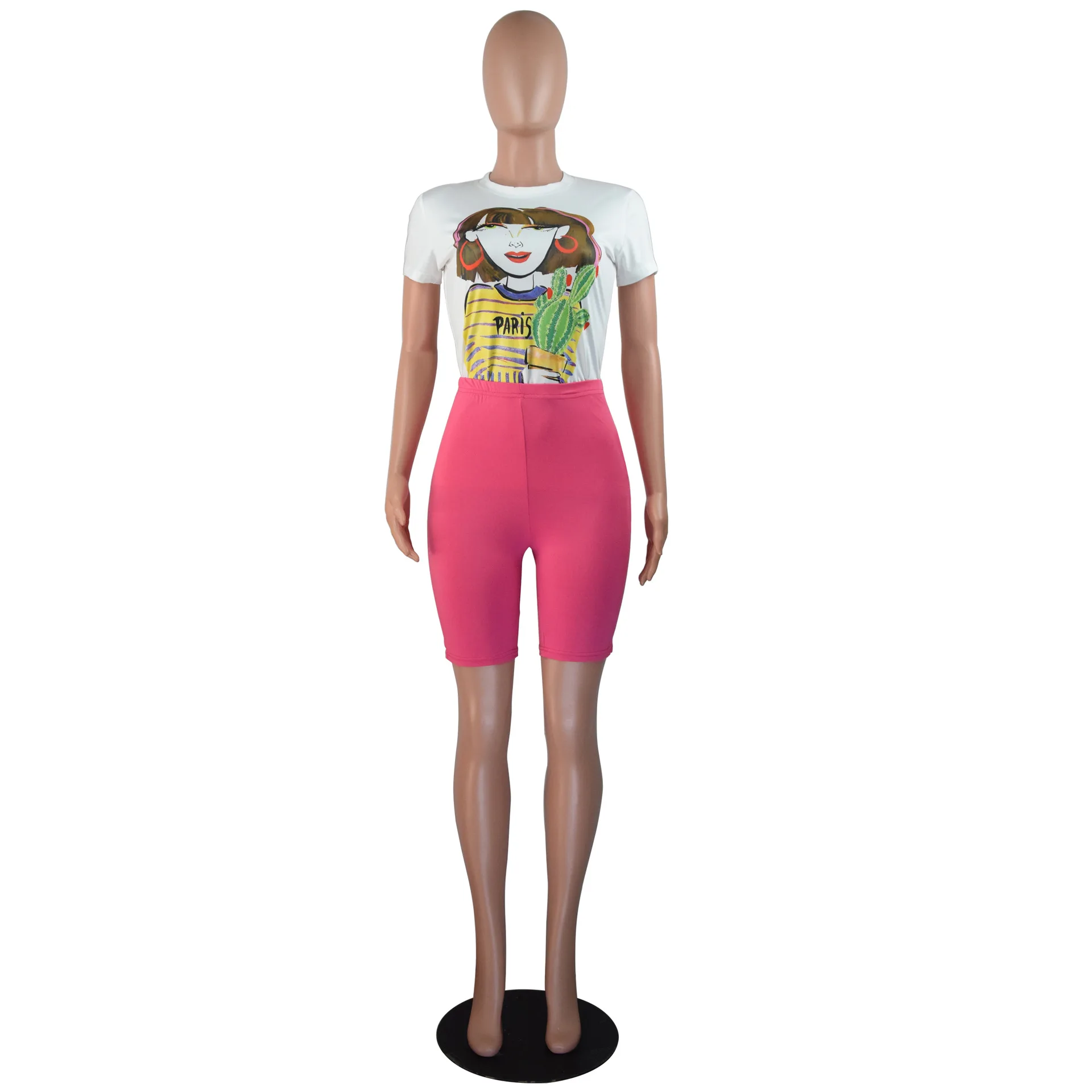 Футболка с принтом лимона Джина Топ до колена штаны модный спортивный комплект