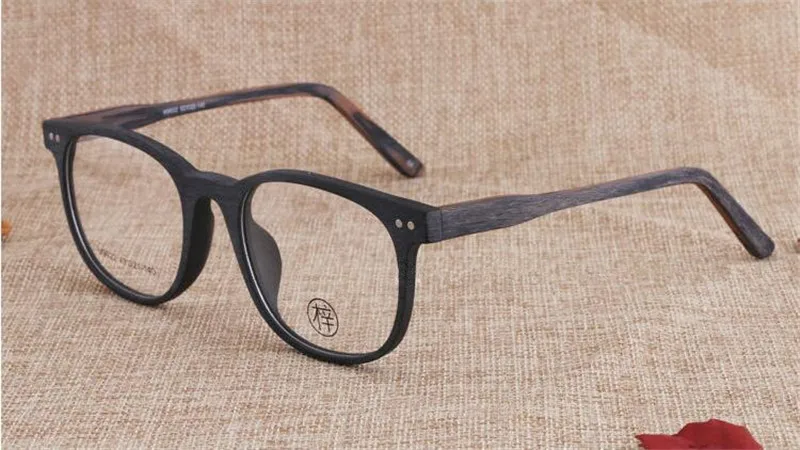 

Vintage Hand Made Wood Brown Acetate Eyeglass Frames Men Women Full Rim Glasses Myopia Rx able 314